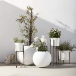 Easy Clean Shiny Finish Fiberglass Flower Pots For Artificial Plants Decor for sale