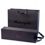 Custom Black Paper Shopping Bags With Ribbon Handles  Stylish Product Packaging Box Design for sale