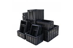 China Antistatic Electronics Tray Folding ESD Bin Box Plastic Black With Dividers supplier