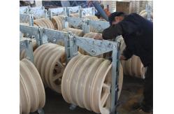 China MC Nylon Wheels OPGW Wire Stringing Pulley Block With Galvanized Steel Frame supplier