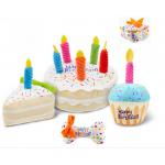 Stuffed Plush Dog Happy Birthday Cake Abs 110g Pet Squeaky Toys With Candles for sale