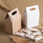 Reusable Portable Kraft Paper Bag Macaron Cake Box Simple Flip Cover Packaging Biscuit Bag for sale