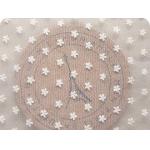 Ivory White Floral Embroidery Cotton Nylon Mesh Lace Fabric 59 Inch Width for sale