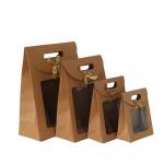wholesale custom recycled flat bottom small food paper bag shopping packaging bag brown kraft paper bag with clear window for sale