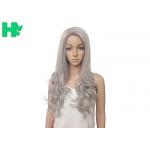 Sliver White Color Long Synthetic Fiber Wigs Natural Curly Without Bangs for sale