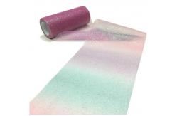 China 15cm 10 Yards Organza Tulle Rolls Rainbow Glitter Tulle With Crystal Sequin supplier