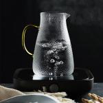 Round Handle Glass Drink Pitcher , Insulated Heat Resistant Glass Pitcher With Lid