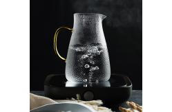 China Round Handle Glass Drink Pitcher , Insulated Heat Resistant Glass Pitcher With Lid supplier