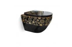 China Golssy Black Wall Hanging Toilet Rimless Suspended Marble Toilet Bowl With Concealed Cistern supplier