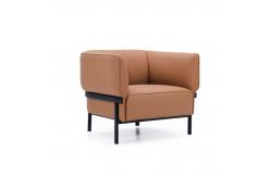 China Orange Modern Office Sectional Sofa Leather Reception Sofa For Office supplier