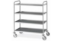 China 4 Layers Chrome Wire Basket ESD Shelf Trolley With Handrail supplier