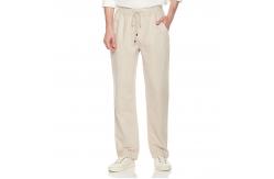 China Cotton Blend Mens Casual Linen Pants Lightweight Relaxed Fit With Drawstring supplier