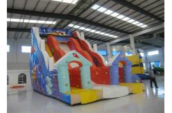 China Spaceship themed inflatable high dry slide Top hot sale blue inflatable high slide supplier