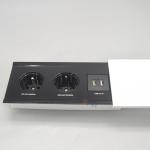 Brushed Aluminum Box FR Power Sliding Cover Tabletop Power Data Outlets for sale