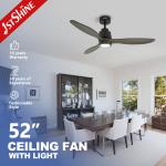 Decorative Simple 3 Wooden Blade LED Ceiling Fans With Remote Control for sale