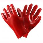 Red Food Industry PVC Work Gloves Designed For Easy Movement Continuous Wear for sale