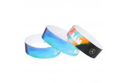 China Heat Resistant Paper Event Wristbands Printed Purple With Tyvek Material supplier