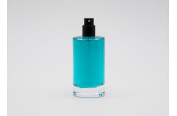 China Round Shape Glass Perfume Spray Bottles 50ml With Black Snap On Perfume Pump supplier
