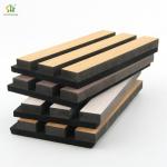 Customized 550kg/m3 ~ 880kg/m3 Density Black MDF+Polyester Fiber Acoustic Slat Wall Panel with More than 5 Years Warranty for sale