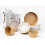 Food Disposable Kraft Bowls With Lids 12 Oz Oil Resistance for sale