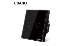 China 100VAC - 240VAC Touch Light Switch 2gang Black Smart Dimmable Light Switch supplier