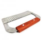 Wavy Crinkle Cutting Chopping Tools Stainless Steel Potato Slicer With Wooden Handle