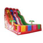 Four Lane Inflatable Dry Slide , Beautiful Rainbow Huge Blow Up Slide for sale