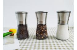China Adjustable Glass Salt and Pepper Grinders with Stainless Steel Grinder Cap supplier