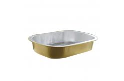 China Convenient Golden Aluminum Foil Container for Takeout and Airline Cake Trays Boxes supplier