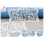 17CM Width White Guipure Embroidered Lace Trim With Azo Free Dyeing Poly Milky