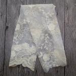 White Embroidered Mesh Ivory Floral Lace Fabric , 130cm Wide Cotton Lace Dress Fabric for sale