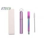 Flexible Reusable Telescopic Straw , Wide Metal Straws With Cleaning Brush for sale
