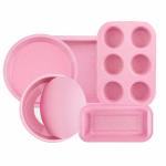 OEM ODM Pink Nonstick Carbon Steel Bread Pan 5Pcs Cake Baking Pan Set for sale