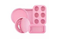 China OEM ODM Pink Nonstick Carbon Steel Bread Pan 5Pcs Cake Baking Pan Set supplier