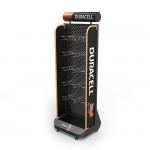 AA Battery Point Of Sales Displays Pegboard Floor Stand With Hanging Hooks