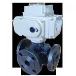 Electric Cast Steel Three-Way Ball Valve Three-Way Configuration for Complex Flow Control for sale