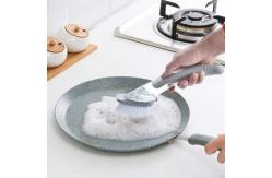 China Kitchen Sink Pot Pan Scrubbing Gray Plastic Dish Brush With Soap Dispenser supplier