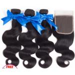 11A 55.88cm 22 inch Human Hair Bundles With Closure for sale