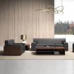3 Seat Office Furniture Sofa Lounge Set Black Leather Modular