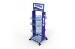 China Demountable Water Bottle Display Rack Beverage Display Stand With Casters supplier