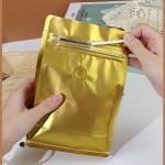 Reusable Easy Tear T-side Zip Flat Bottom Standing Coffee Bag With Air Valve For Good Storage for sale