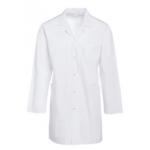 155 GSM Polyester 80% Cotton 20%White Plain Woven Patch Pocket Long Sleeve Doctor Medical Uniform for sale