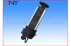 China Aluminum Alloy Shell Vertical Pull Up Power Socket With 2 USB Charger supplier
