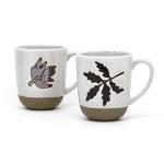 Ceramic Coffee Cup Handmade Harvest Coffee Mug Stoneware Mugs Gift 3D Silk Print Five Leaves for sale
