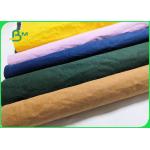 Recyclable Eco Friendly Green / Blue Soft Washed Kraft Paper For Grocery Bags for sale