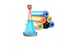 China LDPE Drawstring Garbage Bag 0.04mm Thickness Waste Bin Liner On Roll supplier