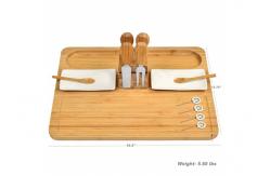 China Rectangle Shaped Bamboo Kitchen Supplies , Bamboo Cheese Tray Platter With Knife Set supplier
