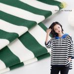 Elasticity Fashionable Bright Color Green Striped Cotton Fabric For French Terry for sale