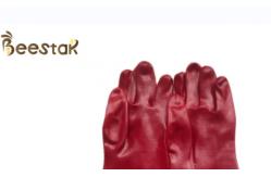 China Hands Protecting Honey Beekeeping Gloves With White Canvas And Red Rubber supplier