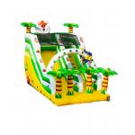 Yellow And Green Inflatable Slide With Tropical Theme And Palm Tree Decorations for sale